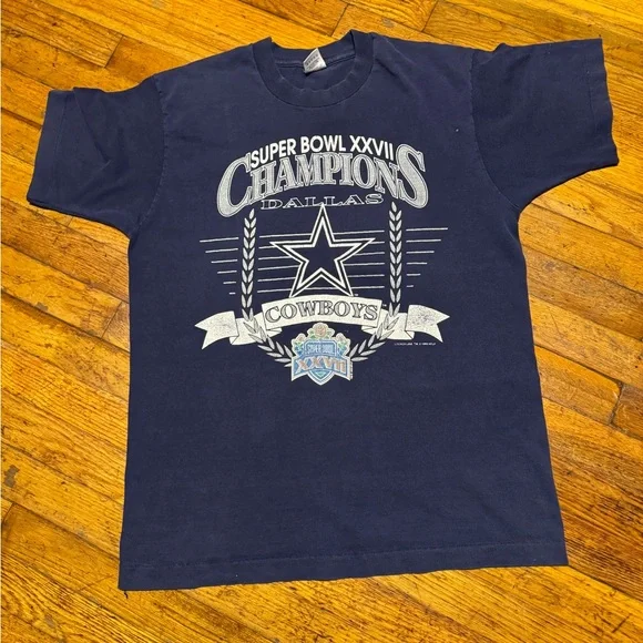 Vintage Dallas Cowboys T-Shirt Single Stitch Super Bowl XXVII 1993 Made In USA - Picture 1 of 4